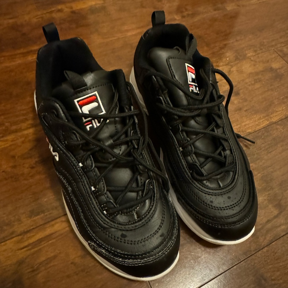 Fila Womens Disarray 5CM00783-014 Black Low Top Lace Up Sneaker Shoes Size 8.5